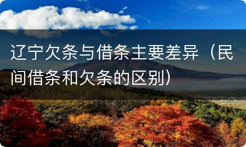 辽宁欠条与借条主要差异（民间借条和欠条的区别）