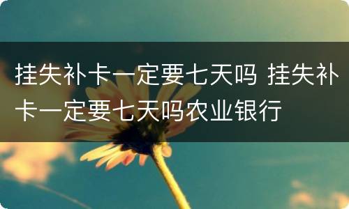 挂失补卡一定要七天吗 挂失补卡一定要七天吗农业银行