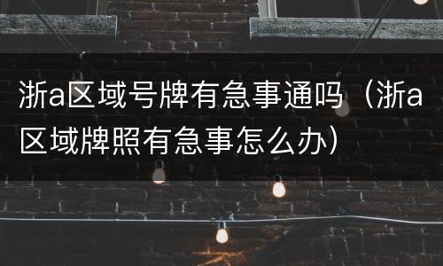 浙a区域号牌有急事通吗（浙a区域牌照有急事怎么办）