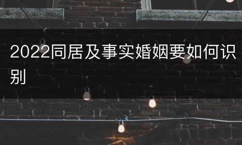 2022同居及事实婚姻要如何识别