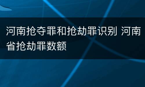 河南抢夺罪和抢劫罪识别 河南省抢劫罪数额