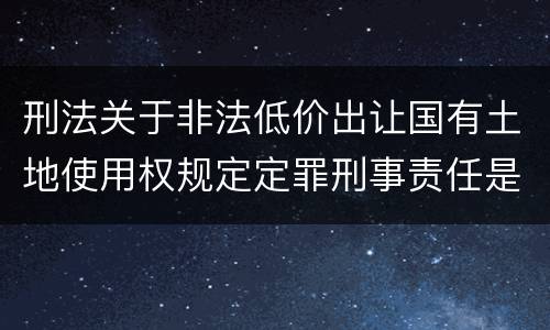 刑法关于非法低价出让国有土地使用权规定定罪刑事责任是怎样