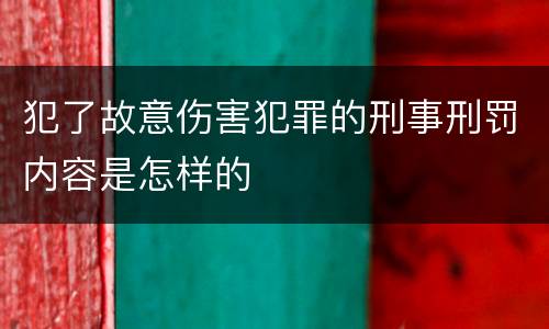 犯了故意伤害犯罪的刑事刑罚内容是怎样的