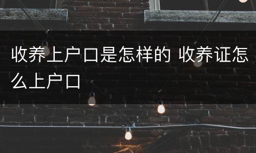 收养上户口是怎样的 收养证怎么上户口