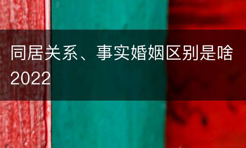 同居关系、事实婚姻区别是啥2022