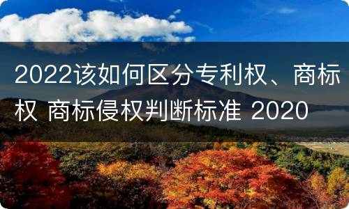 2022该如何区分专利权、商标权 商标侵权判断标准 2020