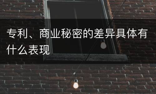 专利、商业秘密的差异具体有什么表现