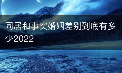 同居和事实婚姻差别到底有多少2022