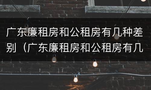 广东廉租房和公租房有几种差别（广东廉租房和公租房有几种差别在哪里）