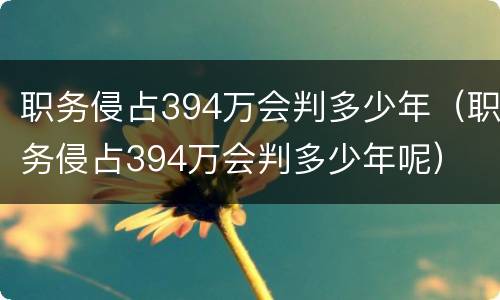 职务侵占394万会判多少年（职务侵占394万会判多少年呢）