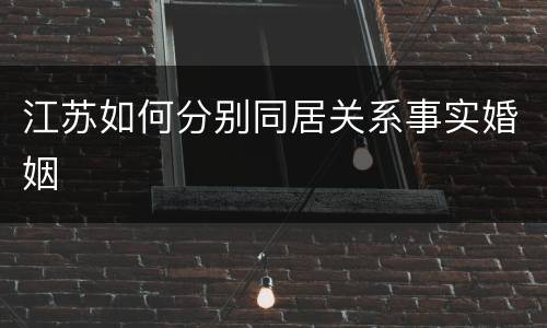 江苏如何分别同居关系事实婚姻