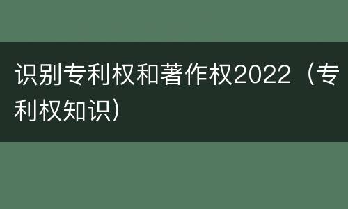 识别专利权和著作权2022（专利权知识）
