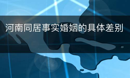 河南同居事实婚姻的具体差别