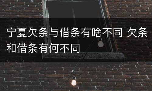 宁夏欠条与借条有啥不同 欠条和借条有何不同