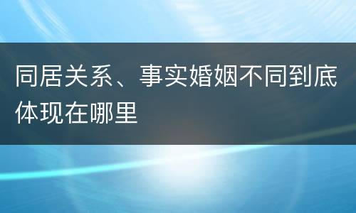 同居关系、事实婚姻不同到底体现在哪里