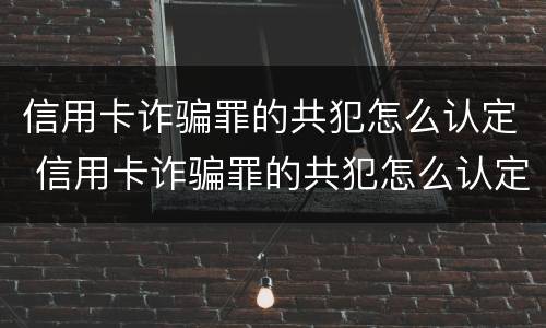 信用卡诈骗罪的共犯怎么认定 信用卡诈骗罪的共犯怎么认定的