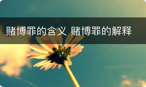 赌博罪的含义 赌博罪的解释