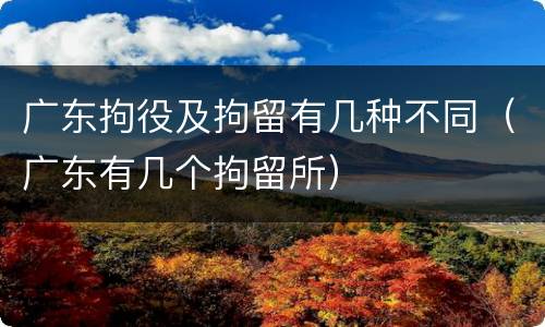 广东拘役及拘留有几种不同（广东有几个拘留所）
