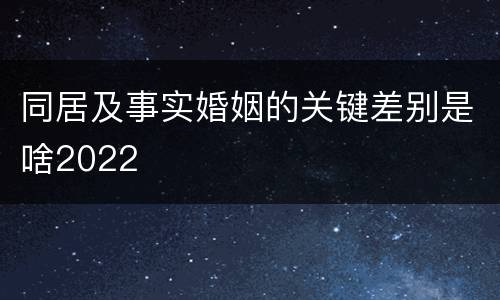 同居及事实婚姻的关键差别是啥2022