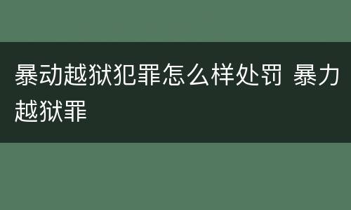 暴动越狱犯罪怎么样处罚 暴力越狱罪