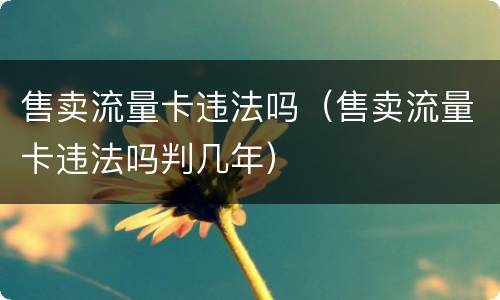 售卖流量卡违法吗（售卖流量卡违法吗判几年）