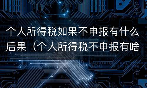 个人所得税如果不申报有什么后果（个人所得税不申报有啥后果）
