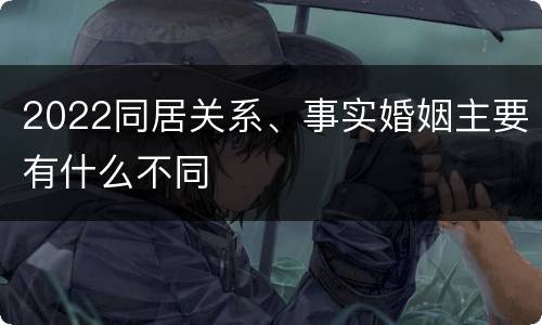 2022同居关系、事实婚姻主要有什么不同