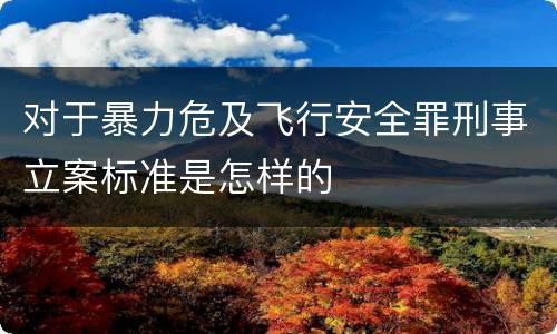 对于暴力危及飞行安全罪刑事立案标准是怎样的