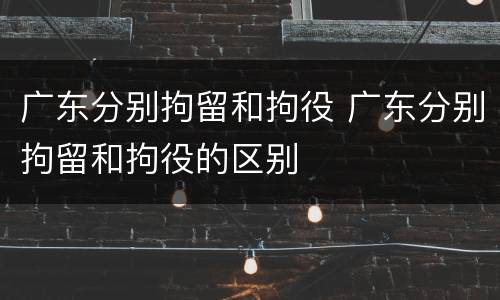 广东分别拘留和拘役 广东分别拘留和拘役的区别