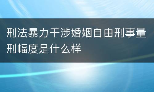 刑法暴力干涉婚姻自由刑事量刑幅度是什么样