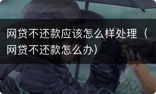 网贷不还款应该怎么样处理（网贷不还款怎么办）