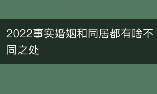 2022事实婚姻和同居都有啥不同之处