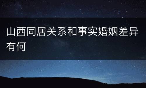 山西同居关系和事实婚姻差异有何