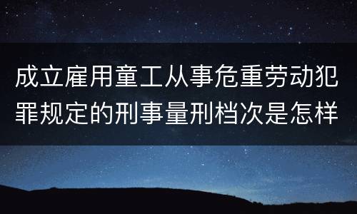 成立雇用童工从事危重劳动犯罪规定的刑事量刑档次是怎样的