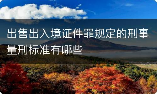 出售出入境证件罪规定的刑事量刑标准有哪些
