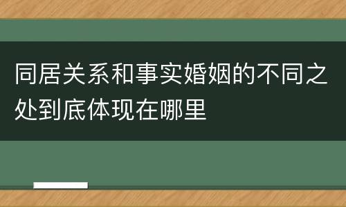 同居关系和事实婚姻的不同之处到底体现在哪里
