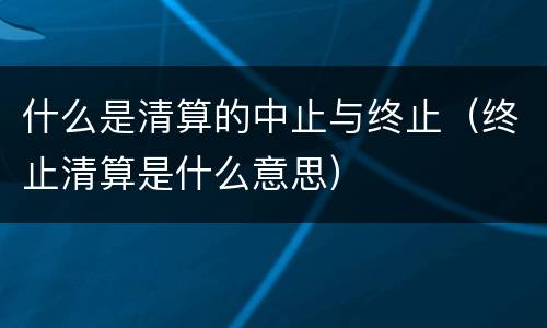 什么是清算的中止与终止（终止清算是什么意思）