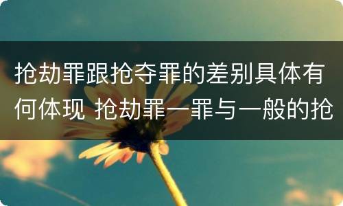 抢劫罪跟抢夺罪的差别具体有何体现 抢劫罪一罪与一般的抢劫罪区别