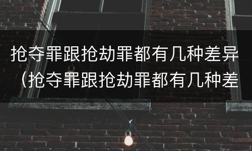 抢夺罪跟抢劫罪都有几种差异（抢夺罪跟抢劫罪都有几种差异吗）