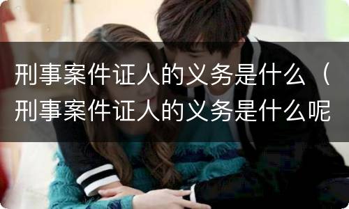 刑事案件证人的义务是什么（刑事案件证人的义务是什么呢）