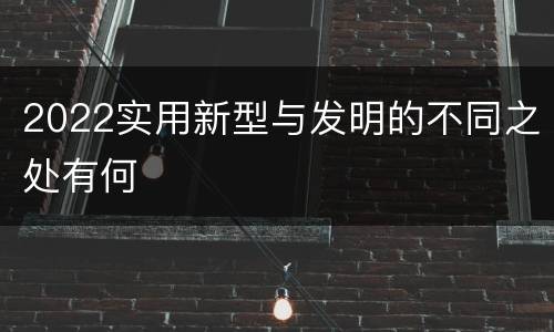 2022实用新型与发明的不同之处有何