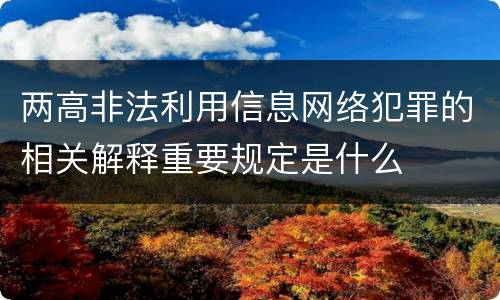 两高非法利用信息网络犯罪的相关解释重要规定是什么