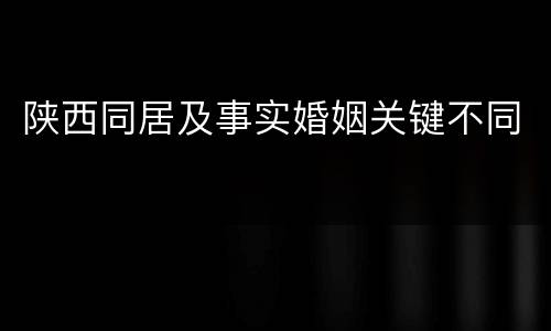 陕西同居及事实婚姻关键不同