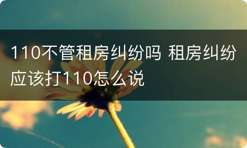 110不管租房纠纷吗 租房纠纷应该打110怎么说
