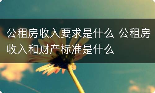 公租房收入要求是什么 公租房收入和财产标准是什么