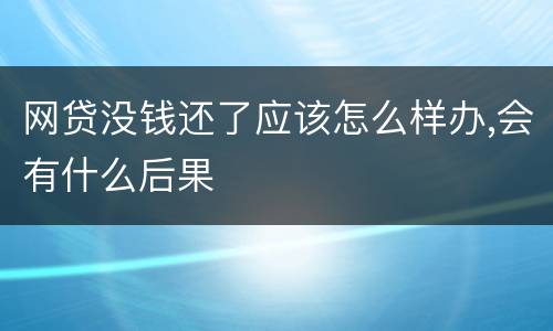 网贷没钱还了应该怎么样办,会有什么后果