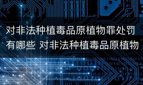 对非法种植毒品原植物罪处罚有哪些 对非法种植毒品原植物罪处罚有哪些情形