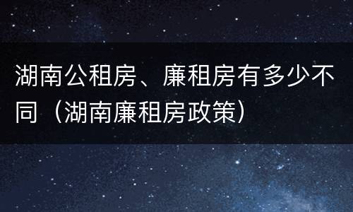 湖南公租房、廉租房有多少不同（湖南廉租房政策）