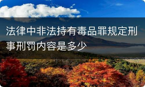 法律中非法持有毒品罪规定刑事刑罚内容是多少