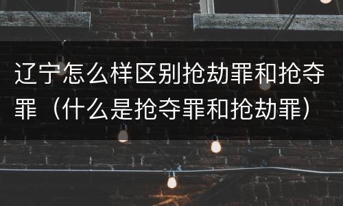 辽宁怎么样区别抢劫罪和抢夺罪（什么是抢夺罪和抢劫罪）